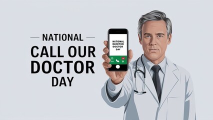 Doctor Day, National Call Your Doctor Day, Illustration. Call Your Doctor Day, National Call Your Doctor Day Poster, Doctor talking call. 11 june, Social Media Poster, Banner, Poster, Post, Doctor, 
