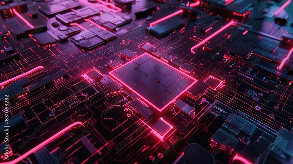Aufkleber abstract background of technology. futuristic texture with neon lights. glowing lines and shapes.