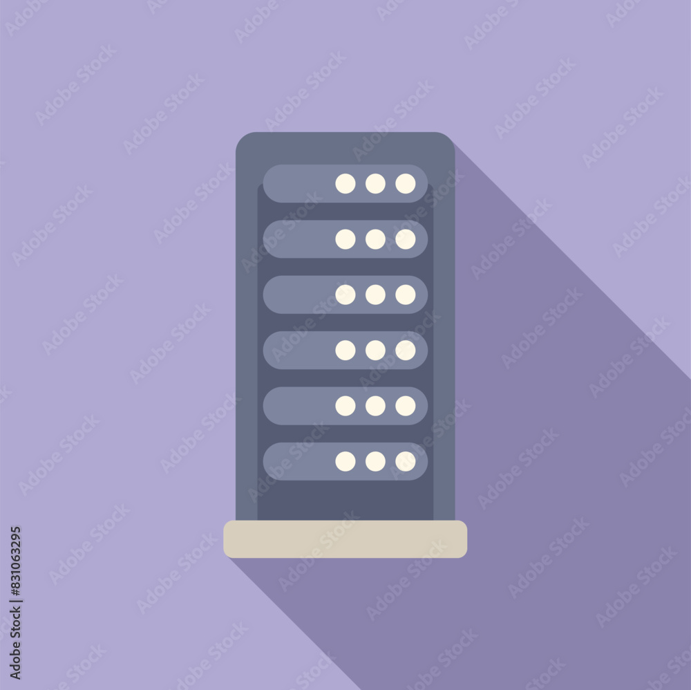 Poster vector graphic of a server rack icon with a modern flat design, suitable for web and technology them