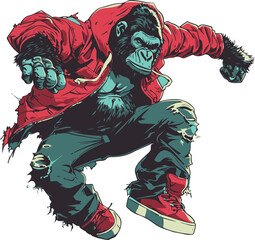 illustration of a gorilla dance isolated on white © eQuinox Studio