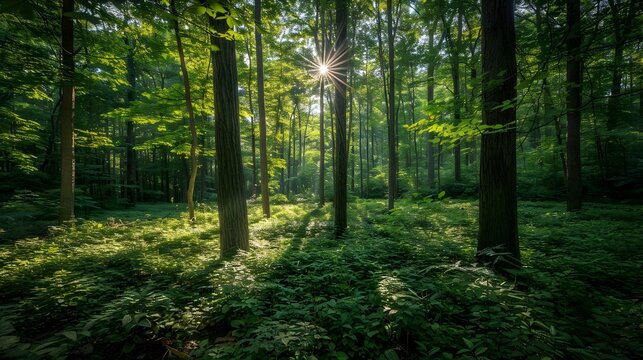 lush green forest sunlight image