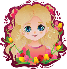 cute tulip girl cartoon characters