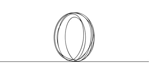 Number 0 in continuous line drawing style. Line art of number zero. Vector illustration. Abstract drawing number 0