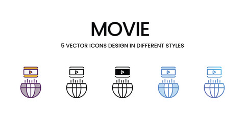Movie icons vector set stock illustration.