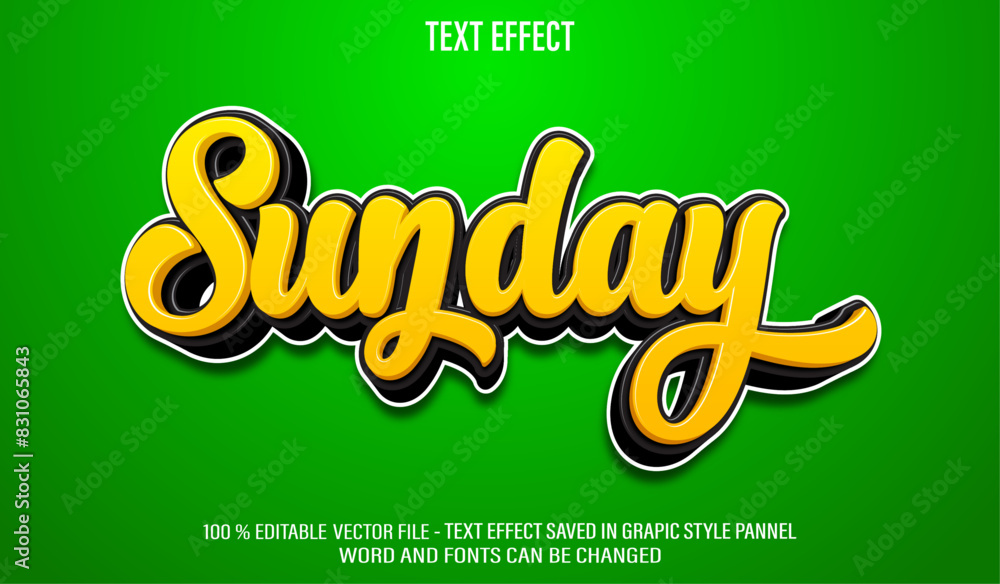 Poster sunday 3d editable text effect style