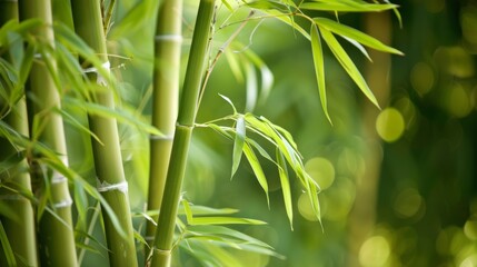 Detailed view of a bamboo plant with a blurred background