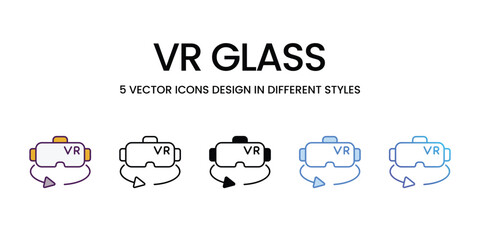 Vr Glass icons vector set stock illustration.