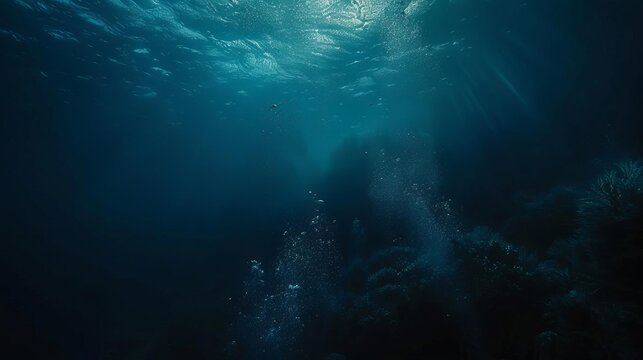 aquatic abyss dark blue ocean depths seen from underwater perspective abstract seascape photo
