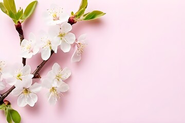 Vibrant cherry blossoms against soft pink background.