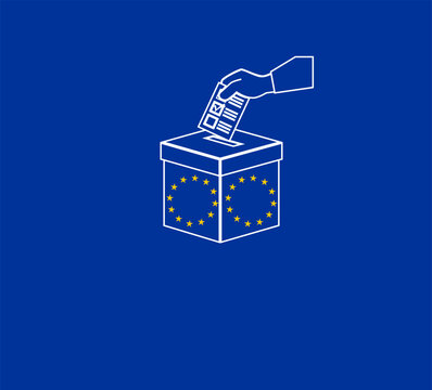 elections 2024 - european elections 2024 vector poster, european union flag and Yellow and white bold text
