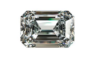 Sparkling Emerald Cut Diamond Isolated on Transparent Background