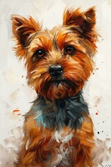 Abstract expressionist art style , dog portrait, hyper realistic, isolated on white background