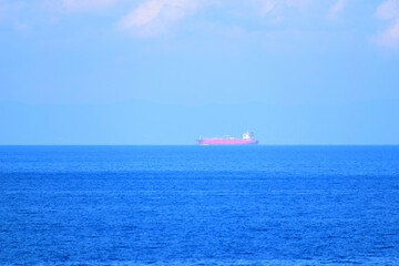 red big ship on aegean sea water