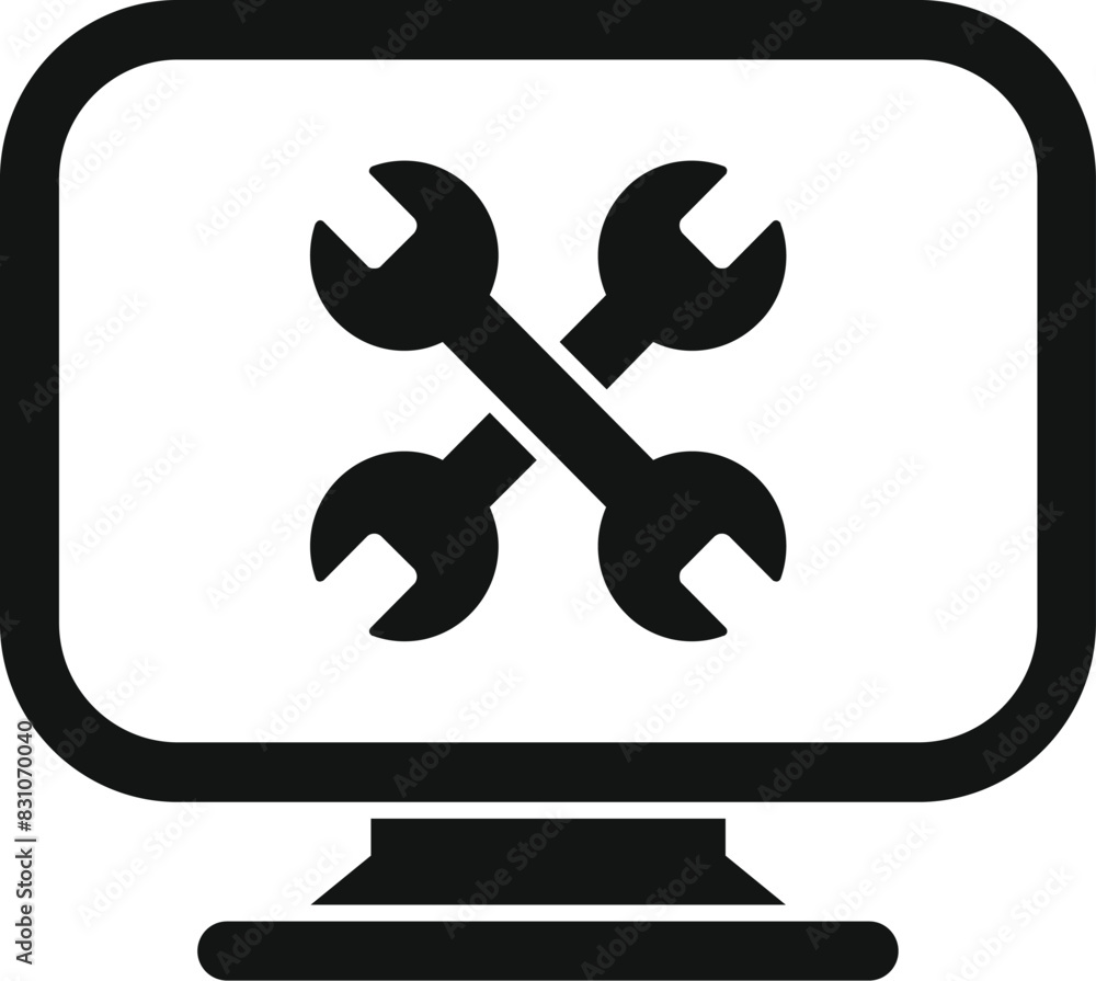 Poster computer repair concept icon with technical support and maintenance service for information technolo