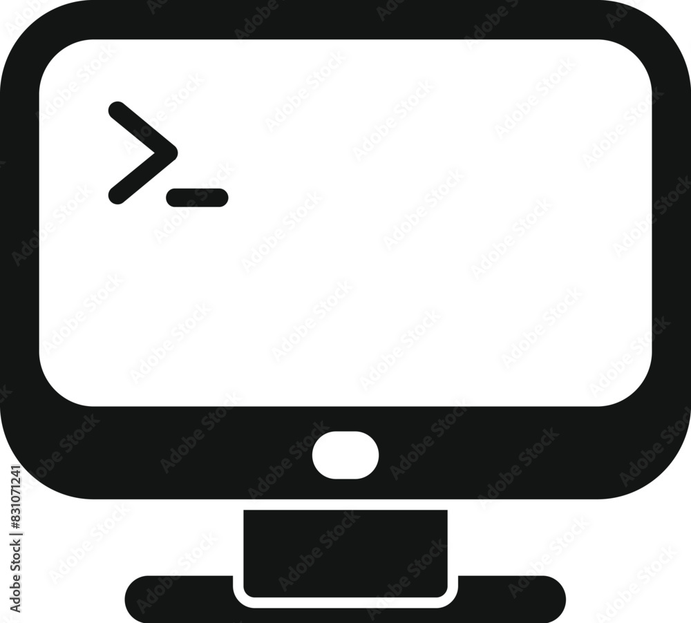 Poster simplified black and white icon representing a computer command line