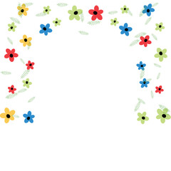 Decorative flowers and leaves. Cute Floral Pattern with Simple Small Flowers