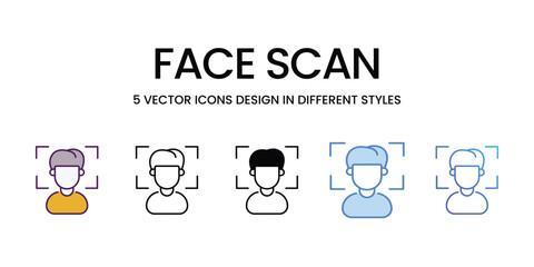 Face Scan icons vector set stock illustration.