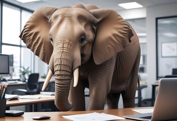 Fototapeta premium The elephant in the room, a difficult situation that people do not want to talk about.