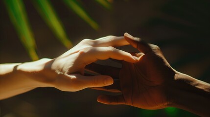 Close-Up of Diverse Hands Touching in Natural Light