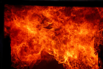Fire explosion flammable car fire on street smoke, hot danger flame burning effect. Fire burn car...