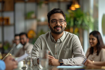 young indian business people discussing together at office