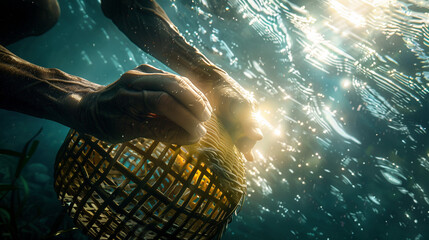 Underwater Artistry: Masterful Basket Weaving Beneath the Waves
