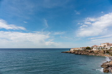 views of the coast and the sea of the village of Nerja 