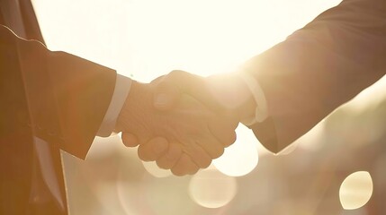 Businessman shaking hands after signing off on a meeting with partners setting goals and planning the way to success Collaborative teamwork : Generative AI