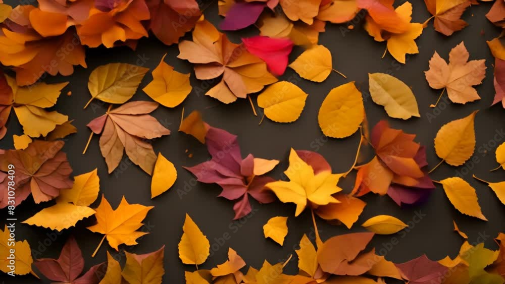 Poster pile of leaves on table generative ai