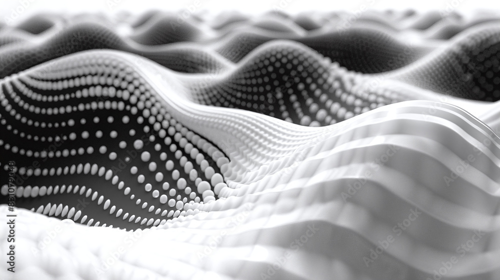 Aufkleber monochrome abstract wave pattern in black and white with dotted texture background