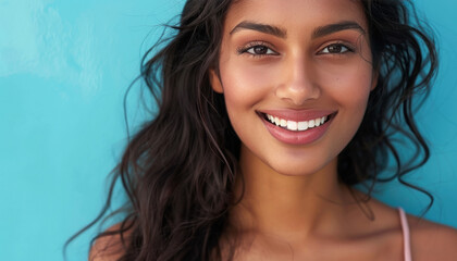Obraz premium close up view of young beautiful indian woman face