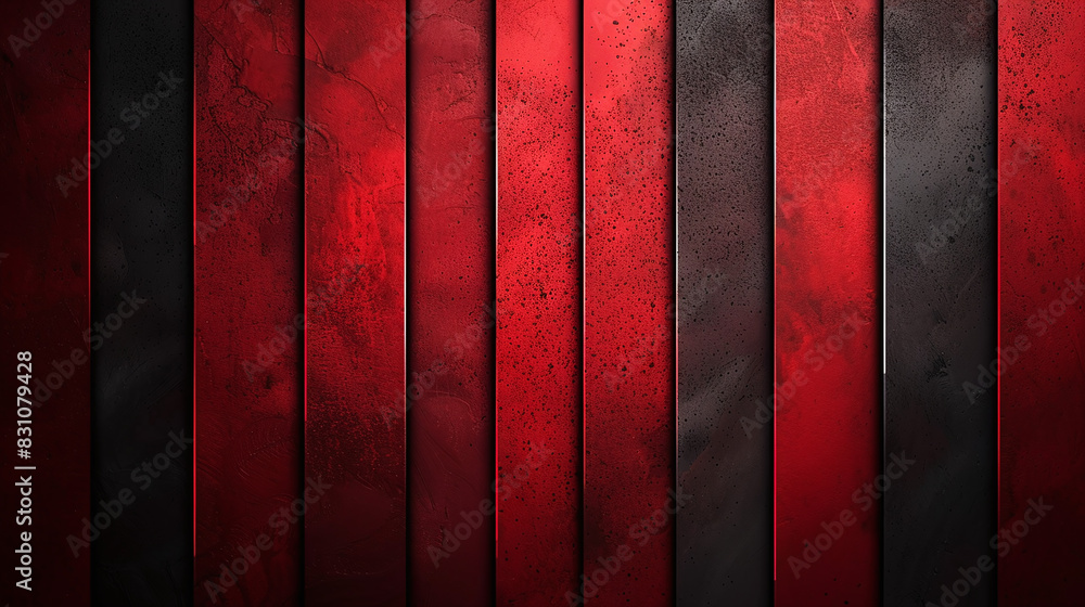 Poster red and black vertical striped pattern with texture and grunge background