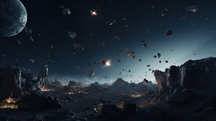 meteorites and asteroids, sifi background
