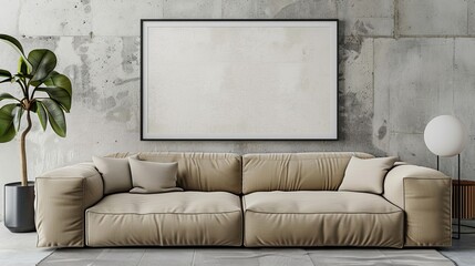 Chic Frame Mockup in Light Grey Room, Perfect for Minimalist Art Displays, Simple and Sophisticated