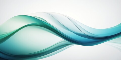 abstract luminous blue green gradient wave on plain white background banner design