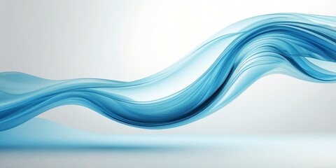 abstract luminous blue wave on plain white background banner design