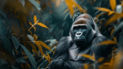 majestic silverback gorilla in its natural habitat wildlife photography banner