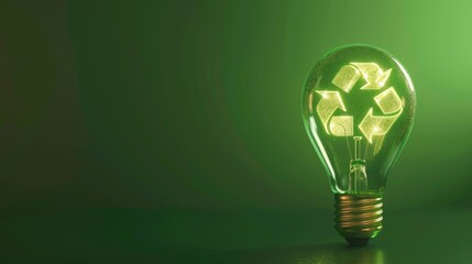 A light bulb with a green recycling symbol on it