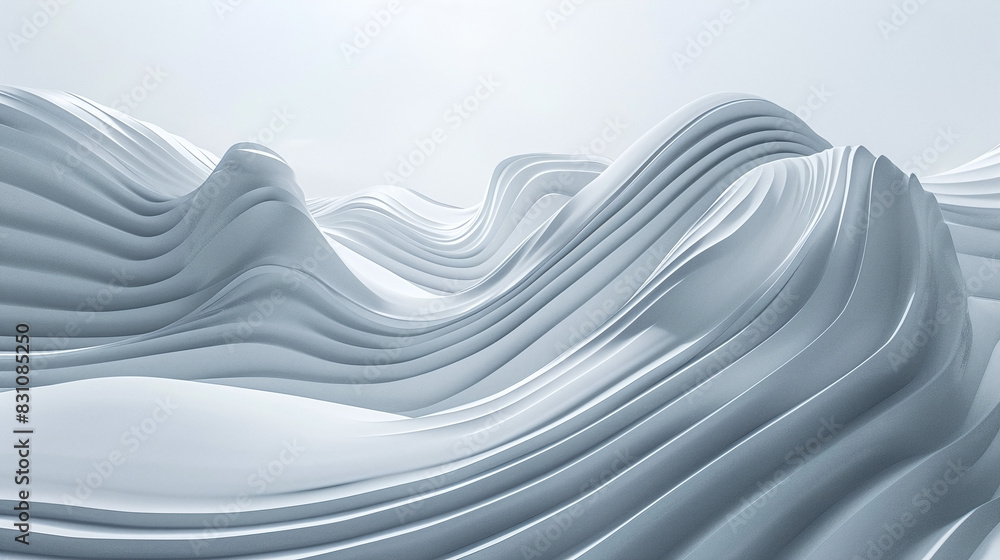 Poster abstract white 3d waves curved surface with smooth ripples modern minimalist design background