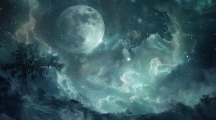 mystical fantasy dreamscape background abstract illustration