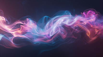 Fototapeta premium Colorful Gradient Smoke Waves on Dark Background Abstract Representation of Energy Flowing