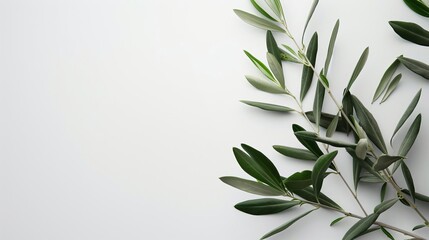 olive branch with green leaves on white background symbol of peace and harmony