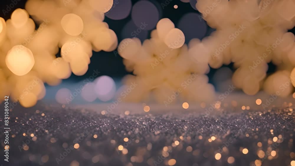 Poster group of snowflakes on table generative ai