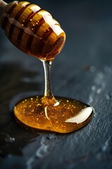 Honey Flowing from Honey Dipper
