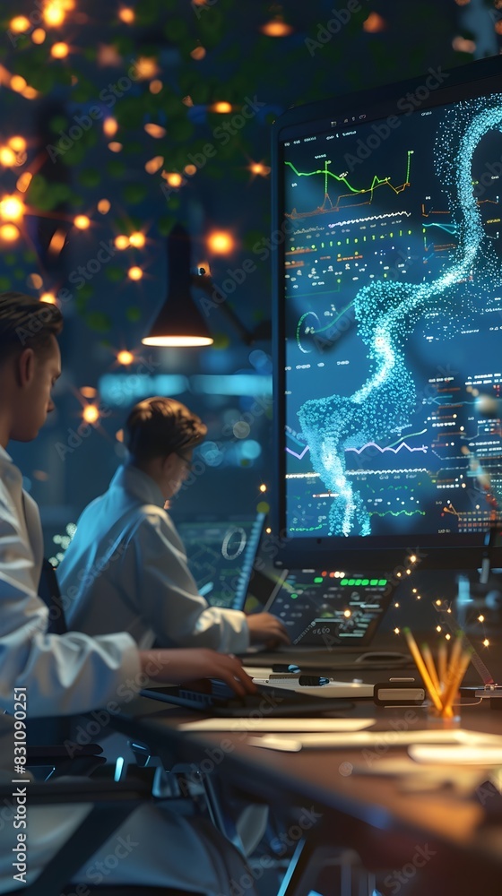 Poster bioinformatics scientists leveraging computational tools for biological data analysis