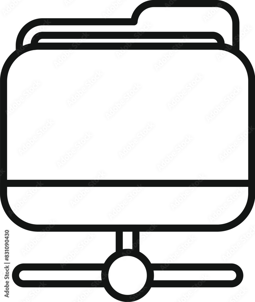 Aufkleber black outline vector icon of a shared network folder on a white background