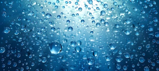 a blue background with waterdrops