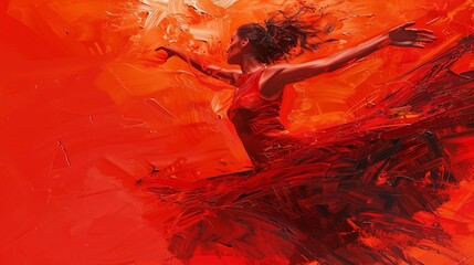 passionate dancer in vibrant red expressing energy and emotion through movement aigenerated art