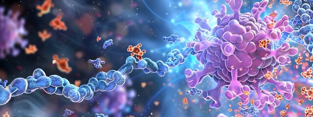 Obraz premium Microscopic Visualization of Monoclonal Antibody Production for Medical Therapies
