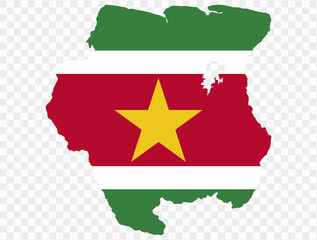 Suriname map flag  isolated on png or transparent background vector illustration.